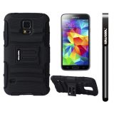 Samsung N9600 Galaxys5 Case Silicone With Hard Pc Fish Bone 2in1 Hybrid High Impact With Kickstand Protective Case For Samsung N9600 Galaxys5(Black)