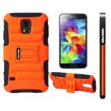 Samsung N9600 Galaxys5 Case Silicone With Hard Pc Fish Bone 2in1 Hybrid High Impact With Kickstand Protective Case For Samsung N9600 Galaxys5(Orange)