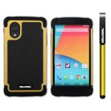 LG Nexus5 Case Silicone With Hard Pc Football Texture 2in1 Hybrid High Impact Protective Case For LG Nexus5(Yellow)