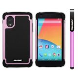 LG Nexus5 Case Silicone With Hard Pc Football Texture 2in1 Hybrid High Impact Protective Case For LG Nexus5(Pink)