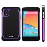 LG Nexus5 Case Silicone With Hard Pc Football Texture 2in1 Hybrid High Impact Protective Case For LG Nexus5(Purple)