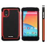 LG Nexus5 Case Silicone With Hard Pc Football Texture 2in1 Hybrid High Impact Protective Case For LG Nexus5(Red)