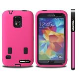 Samsung N9600 Galaxys5 Case Silicone With Hard Pc Double Color 2in1 Hybrid High Impact Protective Case For Samsung N9600 Galaxys5(Rose Pink)