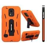 Samsung N9600 Galaxys5 Case Silicone With Hard Pc Fish Bone 2in1 Hybrid High Impact With Kickstand Protective Case For Samsung N9600 Galaxys5(Orange)