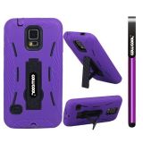 Samsung N9600 Galaxys5 Case Silicone With Hard Pc Fish Bone 2in1 Hybrid High Impact With Kickstand Protective Case For Samsung N9600 Galaxys5(Purple)