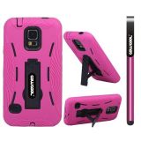 Samsung N9600 Galaxys5 Case Silicone With Hard Pc Fish Bone 2in1 Hybrid High Impact With Kickstand Protective Case For Samsung N9600 Galaxys5(Rose Pink)