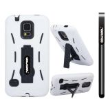 Samsung N9600 Galaxys5 Case Silicone With Hard Pc Fish Bone 2in1 Hybrid High Impact With Kickstand Protective Case For Samsung N9600 Galaxys5(White)