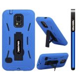 Samsung N9600 Galaxys5 Case Silicone With Hard Pc Fish Bone 2in1 Hybrid High Impact With Kickstand Protective Case For Samsung N9600 Galaxys5(Blue)