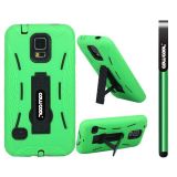 Samsung N9600 Galaxys5 Case Silicone With Hard Pc Fish Bone 2in1 Hybrid High Impact With Kickstand Protective Case For Samsung N9600 Galaxys5(Green)