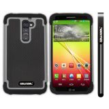 LG G2 Case Silicone With Hard Pc Football Texture 3in1 Hybrid High Impact Protective Case For LG G2(Grey)