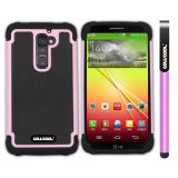 LG G2 Case Silicone With Hard Pc Football Texture 3in1 Hybrid High Impact Protective Case For LG G2(Pink)