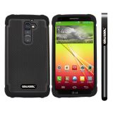 LG G2 Case Silicone With Hard Pc Football Texture 3in1 Hybrid High Impact Protective Case For LG G2(Black)