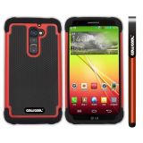 LG G2 Case Silicone With Hard Pc Football Texture 3in1 Hybrid High Impact Protective Case For LG G2(Red)