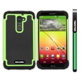 LG G2 Case Silicone With Hard Pc Football Texture 3in1 Hybrid High Impact Protective Case For LG G2(Green)