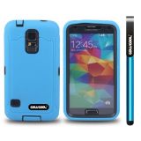 Samsung N9600 Galaxys5 Case Silicone With Hard Pc Double Color 2in1 Hybrid High Impact Protective Case For Samsung N9600 Galaxys5(Sky Blue)