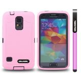 Samsung N9600 Galaxys5 Case Silicone With Hard Pc Double Color 2in1 Hybrid High Impact Protective Case For Samsung N9600 Galaxys5(Pink)