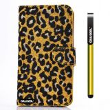 Samsung N9600 Galaxys5 Case Pu Leather Leopard Print Hand Stitching Wallet Kickstand Credit Card Holder Protective Case For Samsung 9300 Galaxy S3(Yellow)