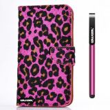 Samsung N9600 Galaxys5 Case Pu Leather Leopard Print Hand Stitching Wallet Kickstand Credit Card Holder Protective Case For Samsung 9300 Galaxy S3(Pink)