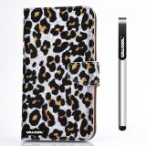 Samsung N9600 Galaxys5 Case Pu Leather Leopard Print Hand Stitching Wallet Kickstand Credit Card Holder Protective Case For Samsung 9300 Galaxy S3(Silver)