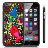 Apple iphone 6 4.7 Inch Soft Silicone Colorful kid Watercolor Fish Competition food Black Shell Single Layer Protective Case (5)